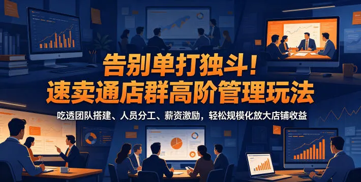 告别单打独斗！速卖通店群高阶管理玩法，吃透团队搭建、人员分工、薪资激励，轻松规模化放大店铺收益-豌豆轻创