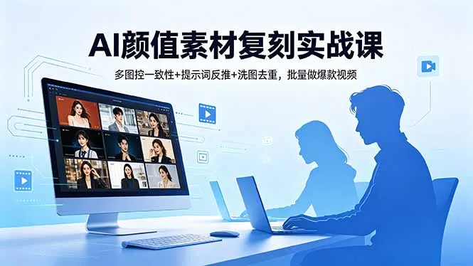 AI颜值素材复刻实战课，多图控一致性+提示词反推+洗图去重，批量做爆款视频-豌豆轻创