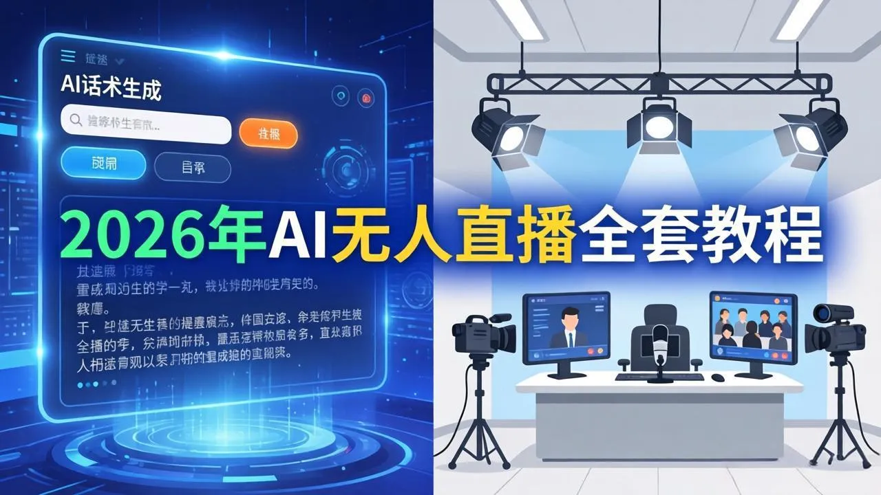 2026年AI无人直播全套教程：OBS安装+软件配置+直播间搭建+话术生成+一键开播实操-豌豆轻创