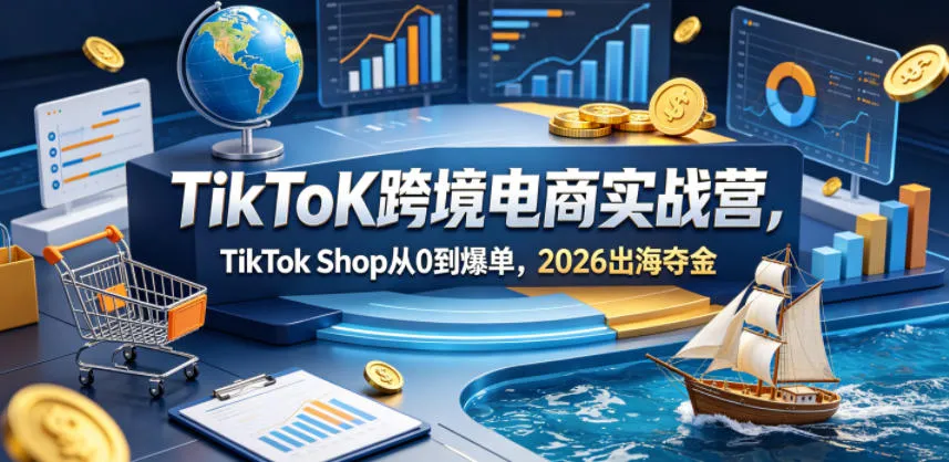 TikToK跨境电商实战营，TikTok Shop从0到爆单，2026出海夺金-豌豆轻创