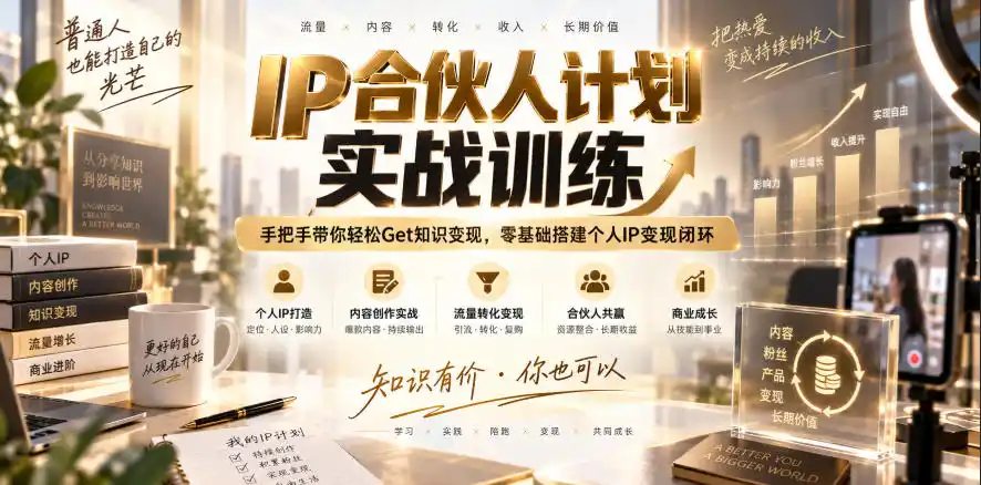 IP合伙人计划实战训练，手把手带你轻松Get知识变现，零基础搭建个人IP变现闭环(更新260908)-豌豆轻创