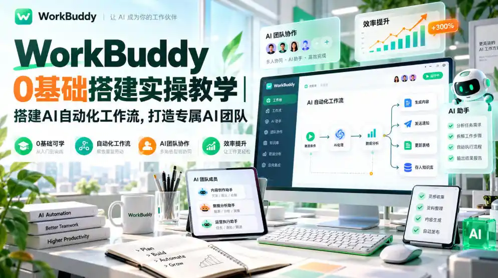 WorkBuddy 0基础搭建实操教学｜搭建AI自动化工作流，打造专属AI团队-豌豆轻创