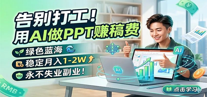 告别打工！用AI做PPT赚稿费，绿色蓝海，稳定月入1-2W，永不失业副业！-豌豆轻创