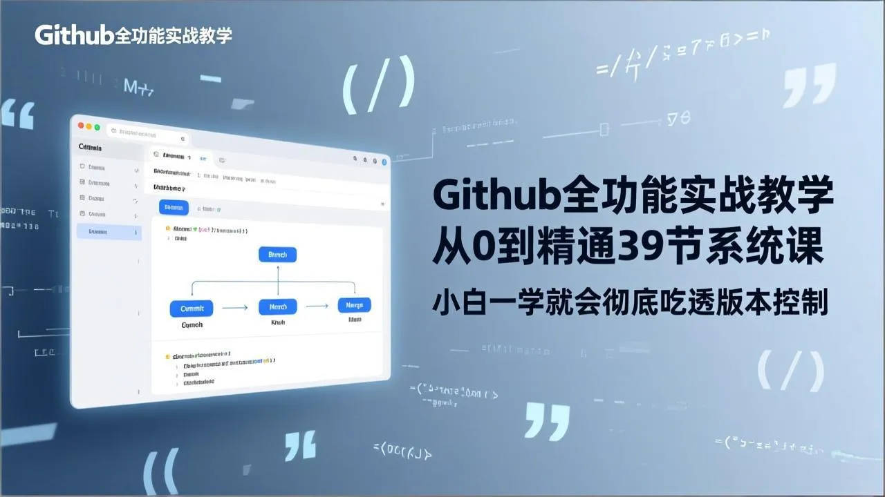 GitHub-全功能实战教学，从0到精通39节系统课，小白一学就会彻底吃透版本控制-豌豆轻创