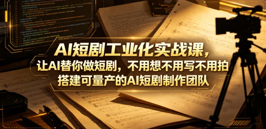 AI短剧工业化实战课，让AI替你做短剧，不用想不用写不用拍，搭建可量产的AI短剧制作团队-豌豆轻创
