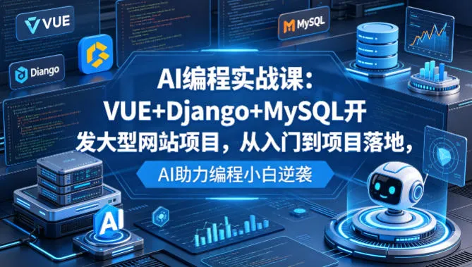 AI编程实战课：VUE+Django+MySQL开发大型网站项目，从入门到项目落地，AI助力编程小白逆袭-豌豆轻创