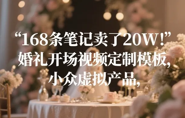 168条笔记卖了20W！婚礼开场视频定制模板，小众虚拟产品-轻创