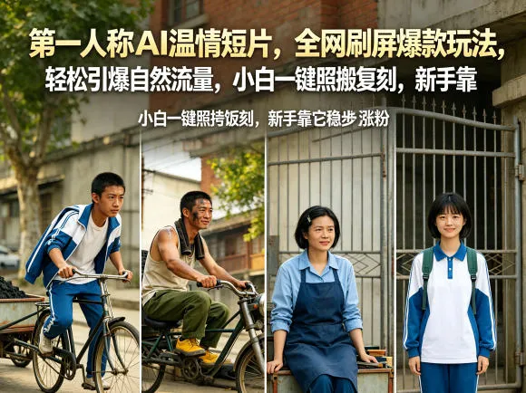 第一人称AI温情短片，全网刷屏爆款玩法，轻松引爆自然流量，小白一键照搬复刻，新手靠它稳步涨粉-豌豆轻创