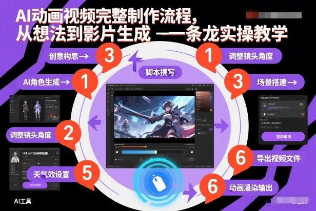 AI动画视频完整制作流程，从想法到影片生成一条龙实操教学-轻创