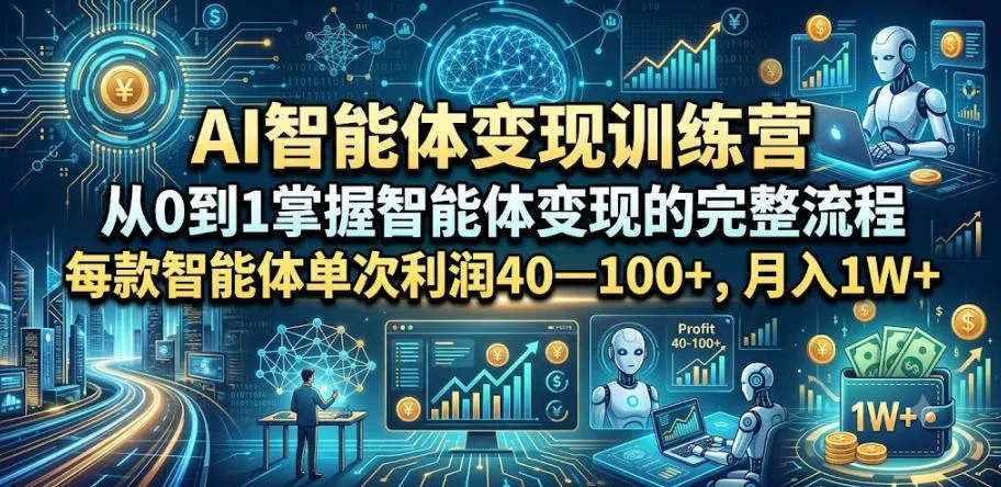 AI智能体变现训练营，从0到1掌握智能体变现的完整流程，每款智能体单次利润40—100+，月入1W+-豌豆轻创