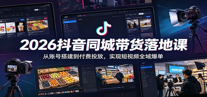 2026抖音同城带货落地课：从账号搭建到付费投放，实现短视频全域爆单-豌豆轻创