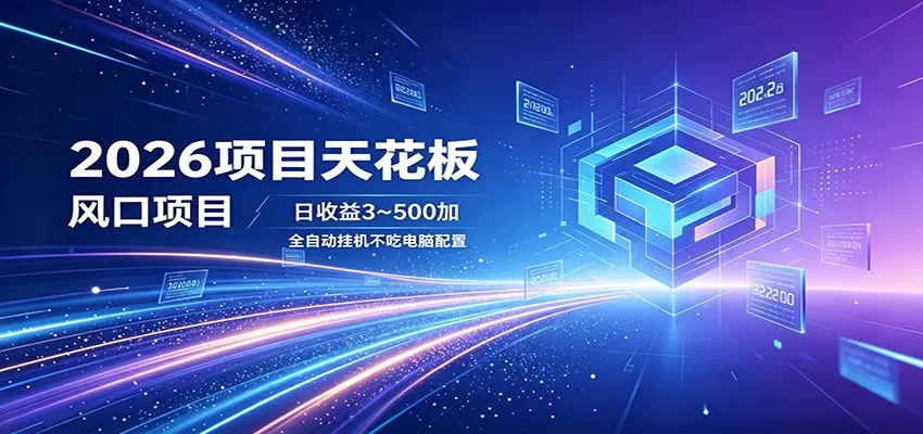 2026项目天花板，风口项目，日收益3~500+全自动挂机，不吃配置-豌豆轻创