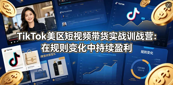 TikTok美区短视频带货实战训战营：在规则变化中持续盈利-豌豆轻创