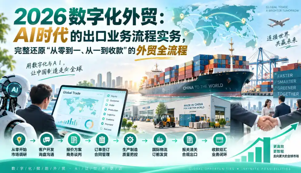 2026数字化外贸:AI时代的出口业务流程实务,完整还原”从零到一、从一到收款”的外贸全流程-豌豆轻创