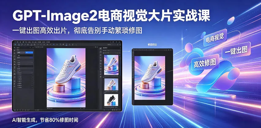 GPT-Image2电商视觉大片实战课，一键出图高效出片，彻底告别手动繁琐修图-豌豆轻创