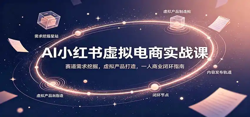 AI小红书虚拟电商实战课：赛道需求挖掘，虚拟产品打造，一人商业闭环指南-豌豆轻创