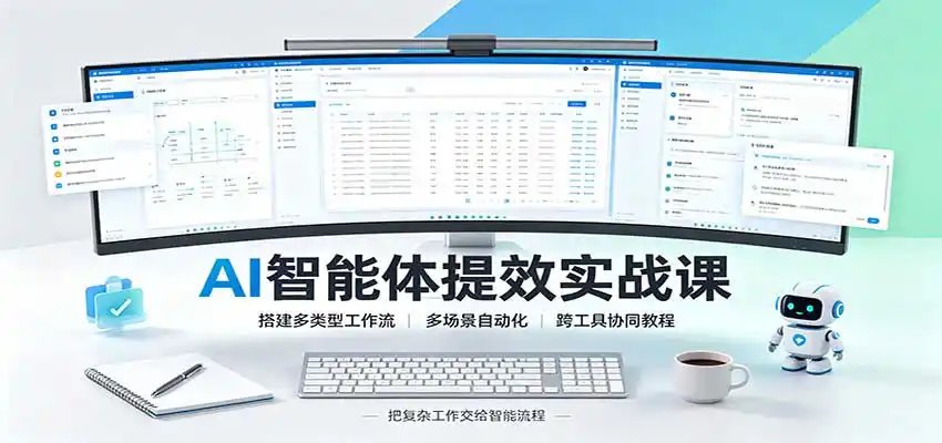 AI智能体提效实战课：搭建多类型工作流，多场景自动化，跨工具协同教程-豌豆轻创