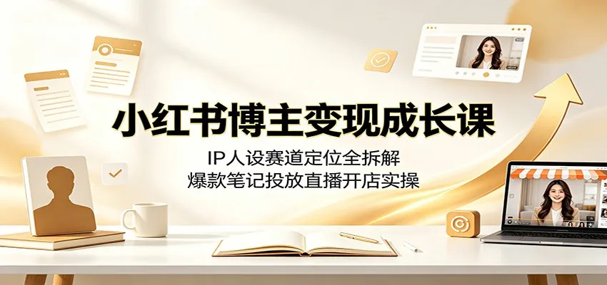 小红书博主变现成长课：IP人设赛道定位全拆解，爆款笔记投放直播开店实操-豌豆轻创