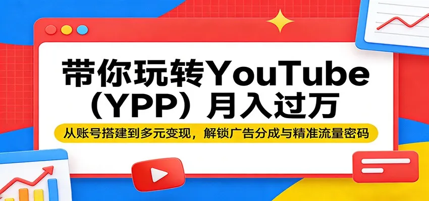 带你玩转YouTube(YPP)月入过万：从账号搭建到多元变现，解锁广告分成与精准流量密码-豌豆轻创