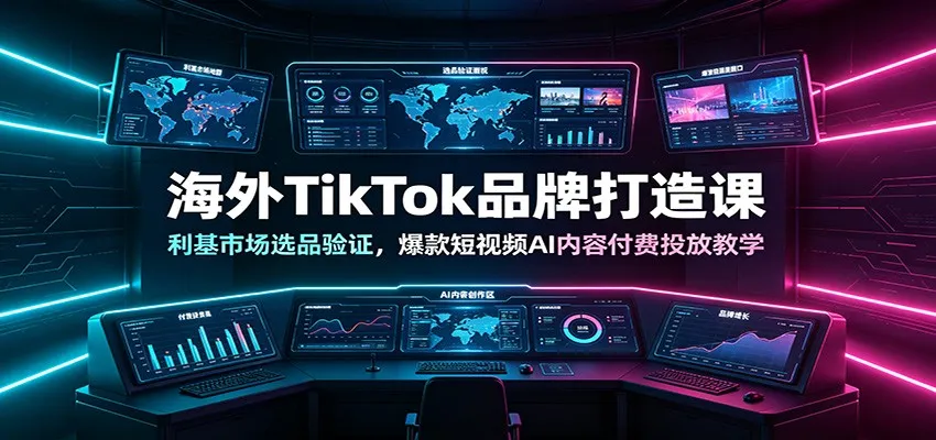 海外TikTok品牌打造课：利基市场选品验证，爆款短视频AI内容付费投放教学-豌豆轻创