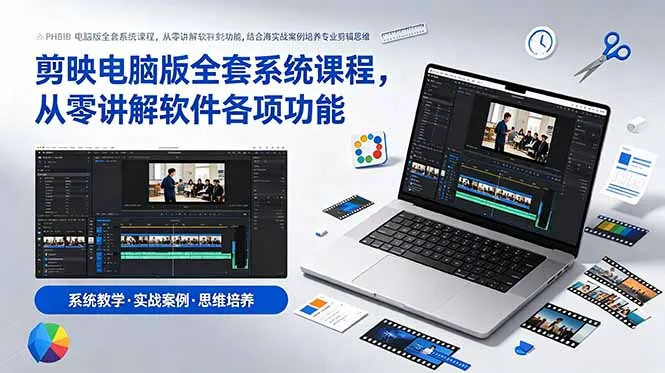 剪映电脑版全套系统课程，从零讲解软件各项功能，结合海量实战案例培养专业剪辑思维-豌豆轻创