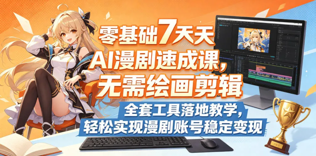 零基础7天AI漫剧速成课，无需绘画剪辑，全套工具落地教学，轻松实现漫剧账号稳定变现-豌豆轻创