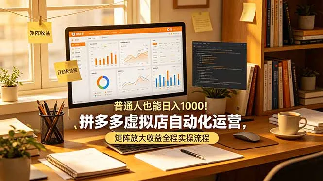 普通人也能日入 1000！拼多多虚拟店自动化运营，矩阵放大收益全程实操流程-豌豆轻创