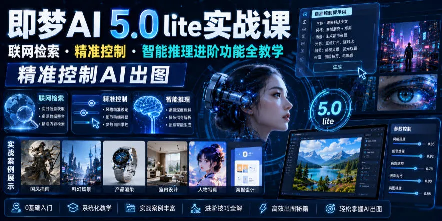 即梦AI 5.0 lite实战课，联网检索・精准控制・智能推理进阶功能全教学，精准控制AI出图-豌豆轻创