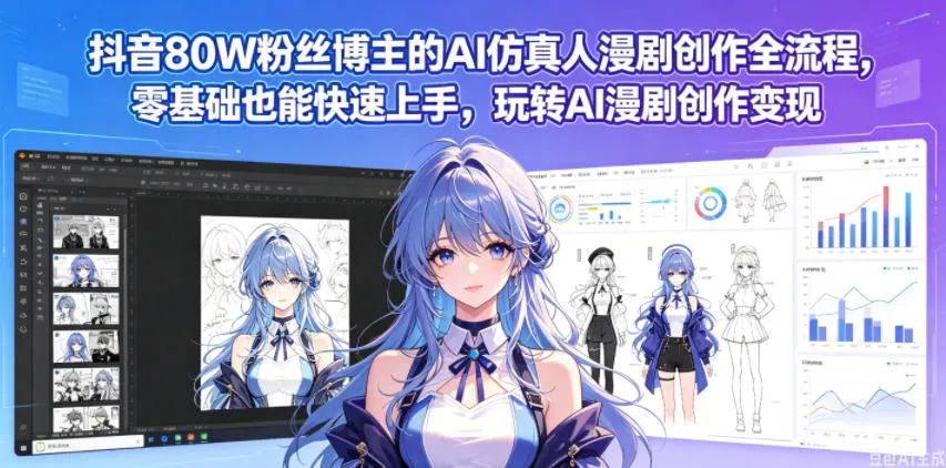 抖音80W粉丝博主的AI仿真人漫剧创作全流程，零基础也能快速上手，玩转AI漫剧创作变现-豌豆轻创