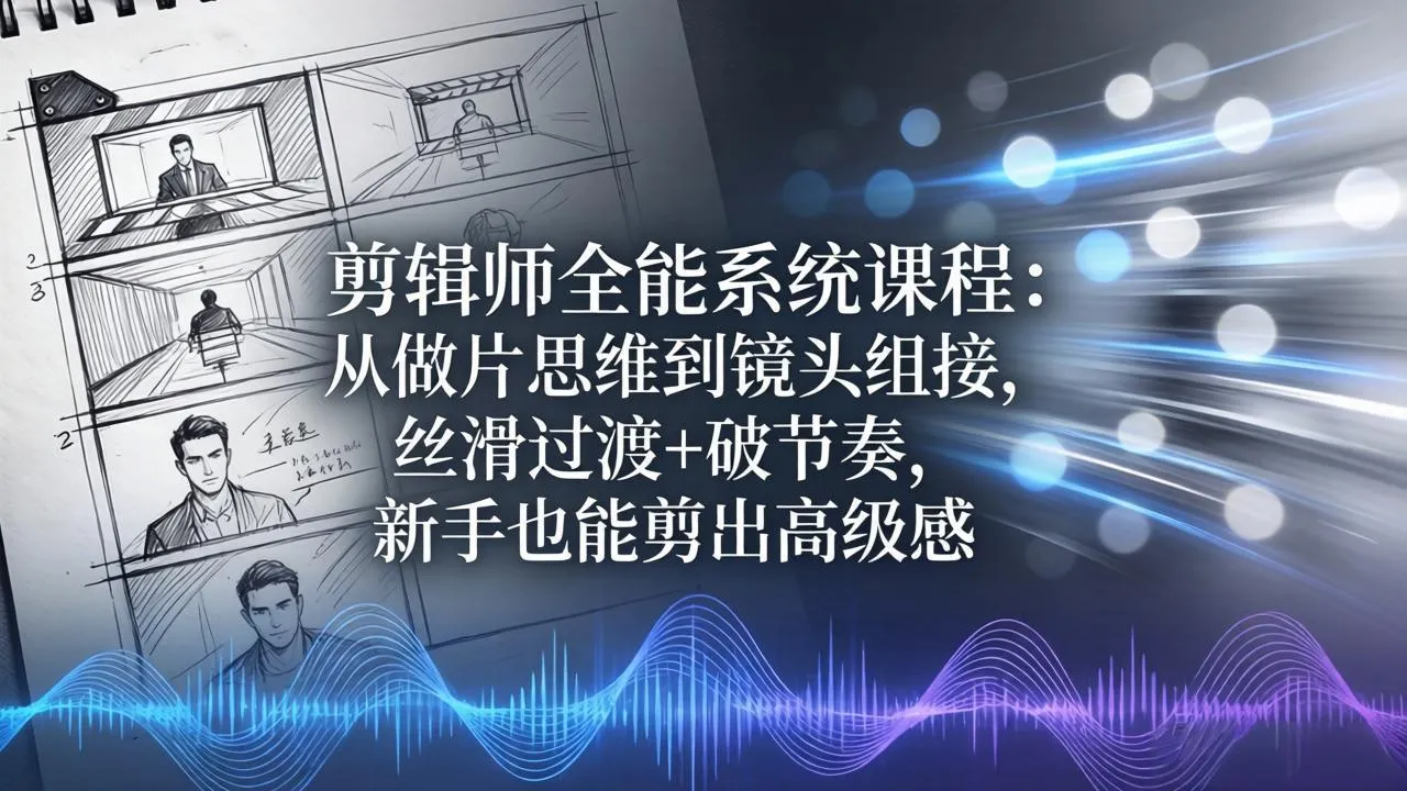 剪辑师全能系统课程：从做片思维到镜头组接，丝滑过渡+破节奏，新手也能剪出高级感-豌豆轻创