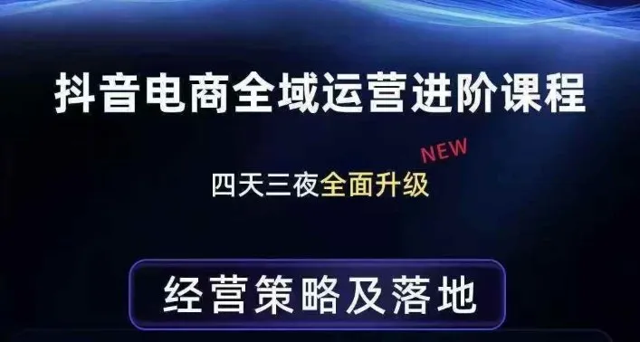 抖音电商全域运营进阶课程，经营策略及落地，全链路拆解直击底层逻辑-豌豆轻创