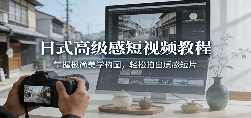 日式高级感短视频教程：掌握极简美学构图，轻松拍出质感短片-轻创