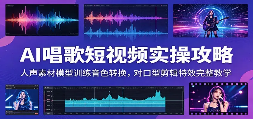 AI唱歌短视频实操攻略：人声素材模型训练音色转换，对口型剪辑特效完整教学-豌豆轻创