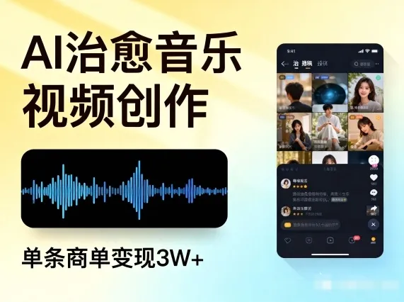 AI做治愈音乐视频，多平台投稿，单条商单变现3W+-轻创