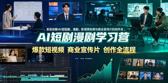 AI短剧漫剧学习营，系统讲解AI短剧、漫剧、影视预告片、爆款短视频与商业宣传片的创作全流程-豌豆轻创