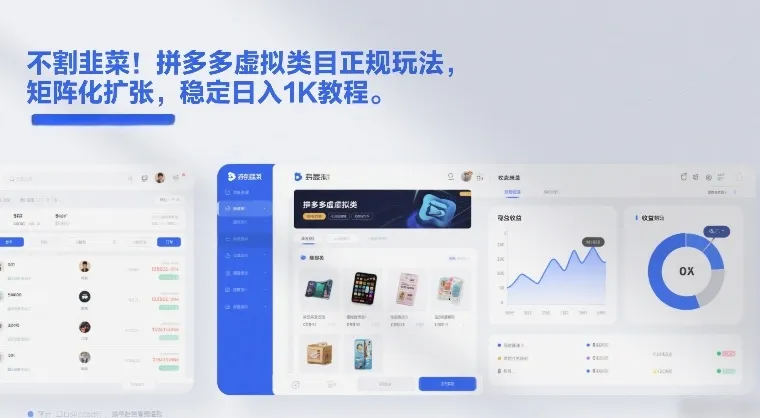不割韭菜！拼多多虚拟类目正规玩法，矩阵化扩张，稳定日入1K教程【揭秘】-轻创