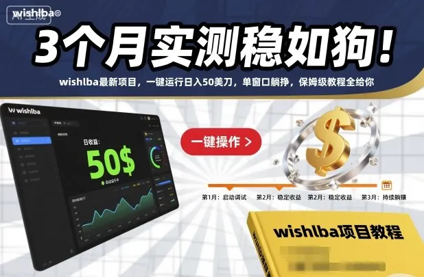 3个月实测稳如狗!wishlba最新项目,一键运行日入50美刀,单窗口躺挣,保姆级教程全给你【揭秘】-轻创
