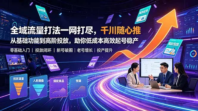 全域流量打法一网打尽，千川随心推从基础功能到高阶投放，助你低成本高效起号稳产-豌豆轻创