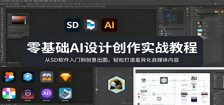 零基础AI设计创作实战教程：从SD软件入门到创意出图，轻松打造差异化自媒体内容-豌豆轻创