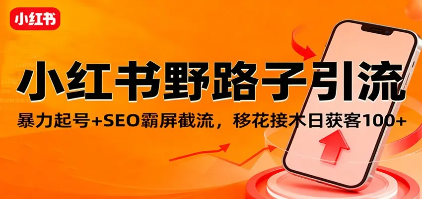 小红书野路子引流，暴力起号+SEO霸屏截流，移花接木日获客100+-轻创