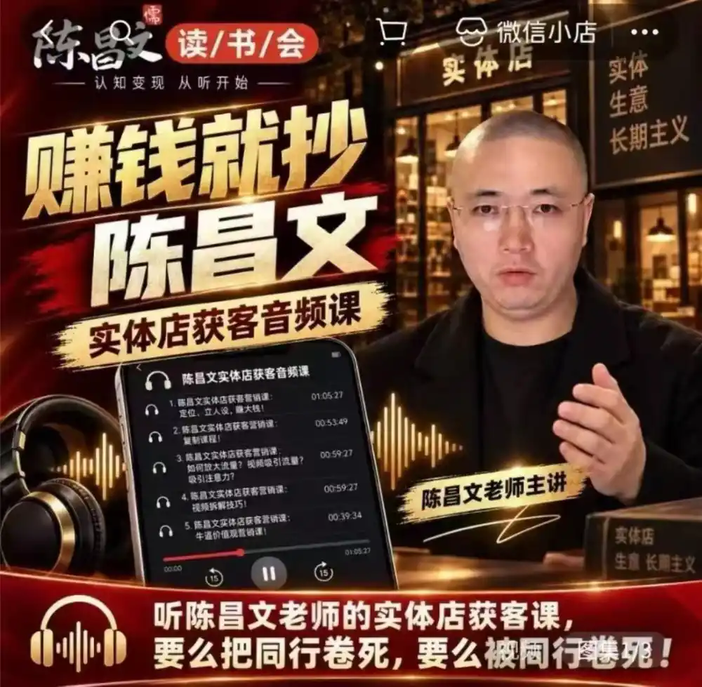 陈昌文·实体店营销获客，独家整理笔记7万字，教实体店老板获取客源，放大门店流量(音频+文档)-豌豆轻创
