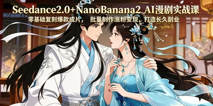 Seedance2.0+NanoBanana2 AI漫剧实战课，零基础复刻爆款成片涨粉变现，打造长久副业收益-豌豆轻创