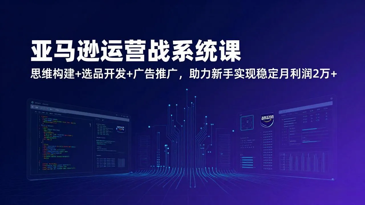 亚马逊运营实战系统课，思维构建+选品开发+广告推广，助力新手实现稳定月利润2万+(更新-轻创