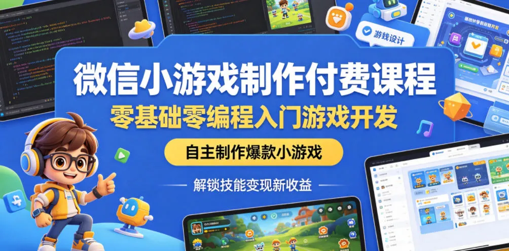 微信小游戏制作付费课程，零基础零编程入门游戏开发，自主制作爆款小游戏，解锁技能变现新收益-豌豆轻创