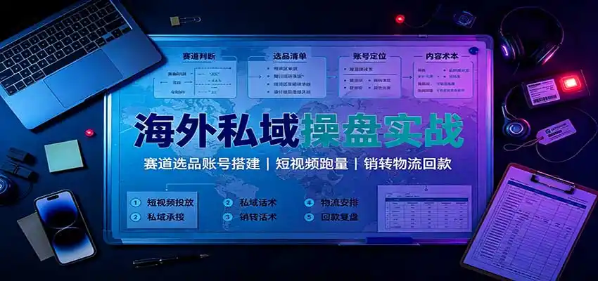 海外私域操盘实战：赛道选品账号搭建，短视频跑量，销转物流回款-豌豆轻创