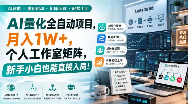 AI量化全自动项目，月入1W+，个人工作室矩阵，新手小白也能直接入局！【揭秘】-豌豆轻创