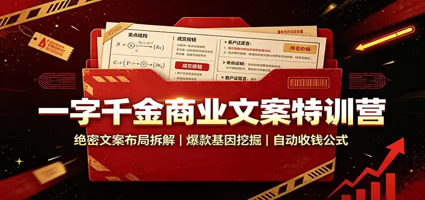 一字千金商业文案特训营：绝密文案布局拆解，爆款基因挖掘，自动收钱公式-豌豆轻创