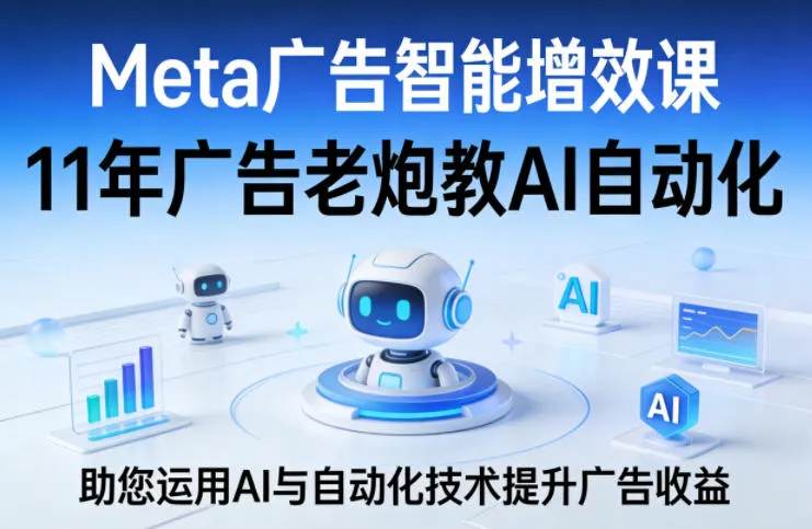 Meta广告智能增效课，11年广告老炮教AI自动化，助您运用AI与自动化技术提升广告收益-豌豆轻创