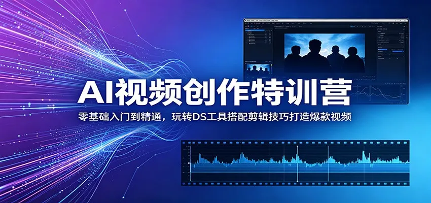 AI视频创作特训营：零基础入门到精通，玩转DS工具搭配剪辑技巧打造爆款视频-豌豆轻创
