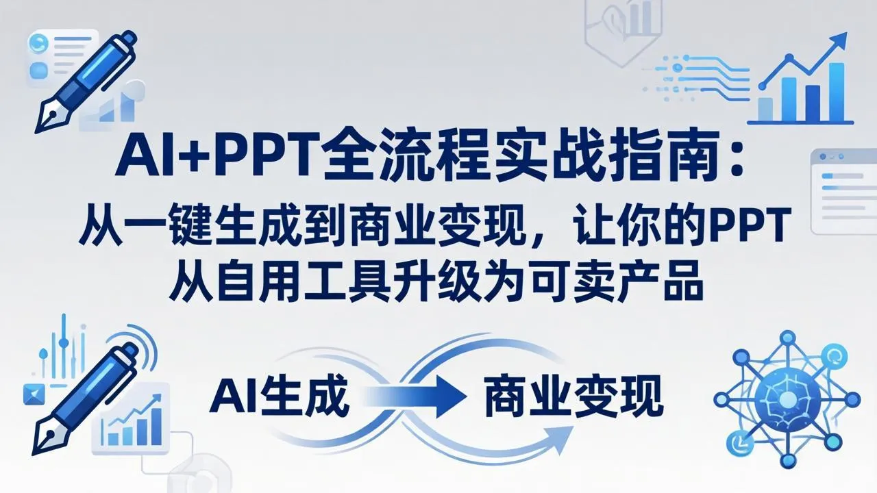 AI+PPT全流程实战指南-更新4月21：从一键生成到商业变现，让你的PPT从自用工具升级为可卖产品-豌豆轻创